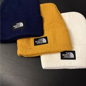 The North Face Beanie Set - Navy, Mustard, and White